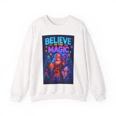 Cyberpunk Christmas Sweatshirt | Believe in the Magic Neon Xmas Shirt | Futuristic Santa Holiday Gift | Glow Lights Christmas Pullover