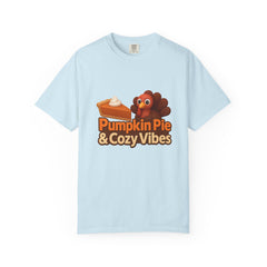 Pumpkin Pie & Cozy Vibes T-Shirt | Thanksgiving Turkey Pie Tee | Fall Graphic Shirt | Cozy Autumn Apparel | Comfort Colors Garment-Dyed