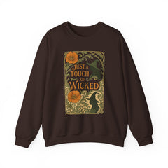 Just a Touch of Wicked Sweatshirt | Art Nouveau Witch Graphic | Vintage Halloween Crewneck | Spooky Fall Aesthetic Sweater Unisex Gifts