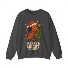 Merry & Bright Dog Christmas Sweatshirt, Holiday Puppy Crewneck, Funny Dog Mom Gift, Family Matching Xmas Sweater, Pet Lover Gift