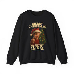 Merry Christmas Ya Filthy Animal Crewneck Sweatshirt | Retro Santa Kid Funny Holiday Sweater | Offensive Christmas Shirt Unisex Gift