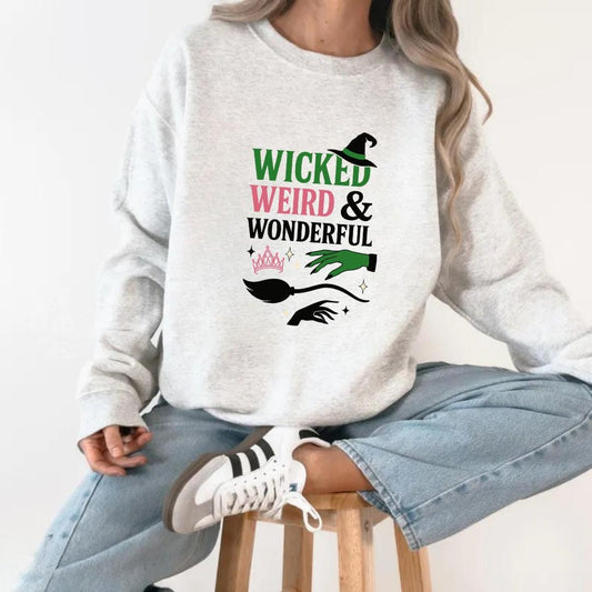 Wicked Weird & Wonderful Sweatshirt | Cute Witchy Halloween Crewneck | Spooky Season Graphic Sweater | Fall Aesthetic Pullover