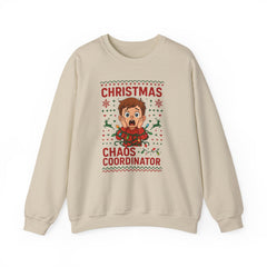 Christmas Chaos Coordinator Sweatshirt, Funny Ugly Sweater Style Crewneck | Holiday Host Gift | Mom Dad Family Xmas Jumper, Festive Pullover