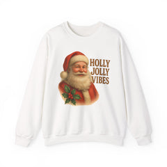 Holly Jolly Vibes Santa Sweatshirt | Vintage Christmas Holiday Sweater