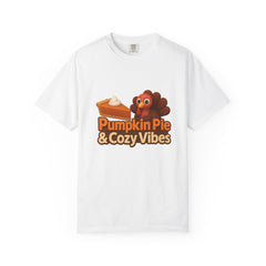 Pumpkin Pie & Cozy Vibes T-Shirt | Thanksgiving Turkey Pie Tee | Fall Graphic Shirt | Cozy Autumn Apparel | Comfort Colors Garment-Dyed