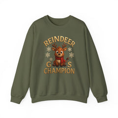 Reindeer Games Champion Sweatshirt, Cute Deer Crewneck, Christmas Holiday Sweater, Festive Season Gift for Her, Cute Xmas Jumper - Unisex