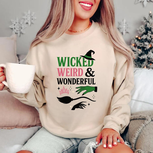 Wicked Weird & Wonderful Sweatshirt | Cute Witchy Halloween Crewneck | Spooky Season Graphic Sweater | Fall Aesthetic Pullover