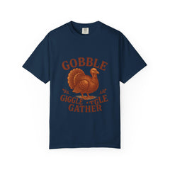 Gobble Giggle Gather Shirt | Vintage Thanksgiving Turkey Tee | Fall Graphic Tee | Retro Autumn Shirt | Funny Turkey Unisex T-Shirt, Gift