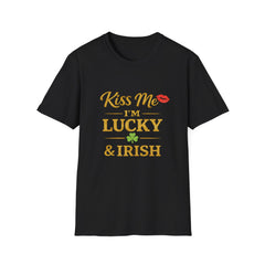 Kiss Me I'm Lucky & Irish T-Shirt — St. Patrick's Day Shamrock Tee