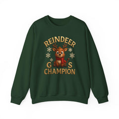 Reindeer Games Champion Sweatshirt, Cute Deer Crewneck, Christmas Holiday Sweater, Festive Season Gift for Her, Cute Xmas Jumper - Unisex