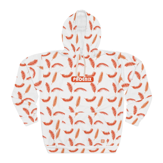 Phoenix Feather All-Over Print Hoodie - Unisex Fiery Feathers Sweatshirt , Trendy Sweatshirt, Fashionable Gift, Casual Wear, Warm Layering