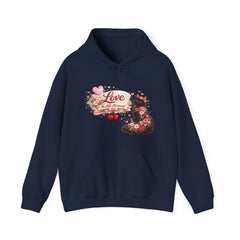 Hoodie - "Love Is All Around" Floral Cat Valentine Hoodie