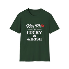 Kiss Me I'm Lucky & Irish T-Shirt — St. Patrick's Day Shamrock Tee