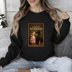 A Little Wicked Bitwicked Sweatshirt | Cute Duck Witch & Princess Duck Design | Funny Halloween Crewneck | Spooky Cute Fall Animal Sweater