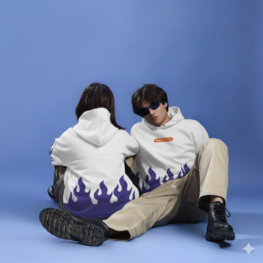 Stylish Unisex Pullover Hoodie with Flame Design - Casual Wear, Street Style, Gift for Him/Her, Trendy Outfit, Fall/Winter Fashion