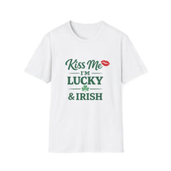 Kiss Me I'm Lucky & Irish T-Shirt — St. Patrick's Day Shamrock Tee