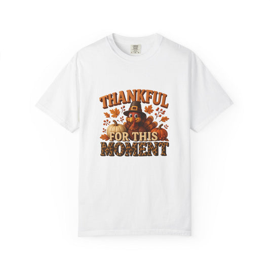 Thankful For This Moment Thanksgiving T-Shirt - Cute Turkey Fall Tee - Autumn Leopard Print Graphic Shirt - Cozy Holiday Outfit