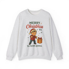 Merry Christmas Ya Filthy Animal Sweatshirt | Funny Christmas Shirt | Retro Holiday Graphic Pullover | Cozy Xmas Gift for Her or Him