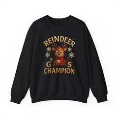 Reindeer Games Champion Sweatshirt, Cute Deer Crewneck, Christmas Holiday Sweater, Festive Season Gift for Her, Cute Xmas Jumper - Unisex