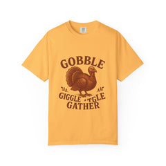 Gobble Giggle Gather Shirt | Vintage Thanksgiving Turkey Tee | Fall Graphic Tee | Retro Autumn Shirt | Funny Turkey Unisex T-Shirt, Gift
