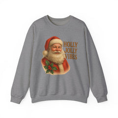 Holly Jolly Vibes Santa Sweatshirt | Vintage Christmas Holiday Sweater