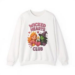 Wicked Hearts Club Sweatshirt | Cute Witch & Princess Emoji Graphic | Cozy Fall Halloween Crewneck | Kawaii Spooky Season Sweater