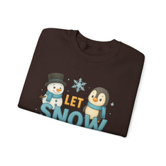 Let Snow Vibes Sweatshirt, Cute Snowman Penguin Crewneck, Winter Season Jumper, Cozy Holiday Gift, Aesthetic Winter Chrismast Shirt Unisex
