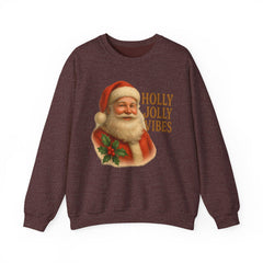 Holly Jolly Vibes Santa Sweatshirt | Vintage Christmas Holiday Sweater