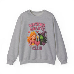 Wicked Hearts Club Sweatshirt | Cute Witch & Princess Emoji Graphic | Cozy Fall Halloween Crewneck | Kawaii Spooky Season Sweater