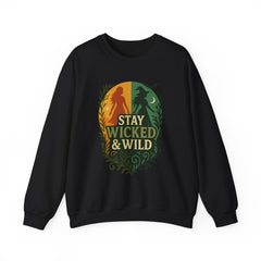 Stay Wicked & Wild Sweatshirt | Retro Witch Aesthetic Pullover | Spooky Season Crewneck | Fall Witchy Vibes Sweater | Halloween Graphic Top