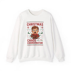Christmas Chaos Coordinator Sweatshirt, Funny Ugly Sweater Style Crewneck | Holiday Host Gift | Mom Dad Family Xmas Jumper, Festive Pullover