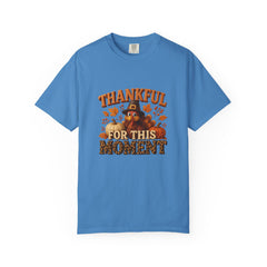 Thankful For This Moment Thanksgiving T-Shirt - Cute Turkey Fall Tee - Autumn Leopard Print Graphic Shirt - Cozy Holiday Outfit