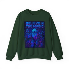 Believe in the Magic Christmas Sweatshirt | Neon Cyberpunk Santa Shirt | Futuristic Glow Holiday Pullover | Cozy Winter Gift for Her