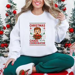 Christmas Chaos Coordinator Sweatshirt, Funny Ugly Sweater Style Crewneck | Holiday Host Gift | Mom Dad Family Xmas Jumper, Festive Pullover