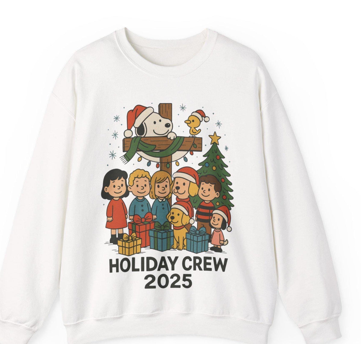 Holiday Crew 2025 Christmas Sweatshirt - Cute Family Matching Xmas Shirt - Cozy Winter Holiday Crewneck - Festive Illustrated Sweater Gift
