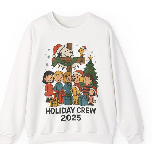 Holiday Crew 2025 Christmas Sweatshirt - Cute Family Matching Xmas Shirt - Cozy Winter Holiday Crewneck - Festive Illustrated Sweater Gift