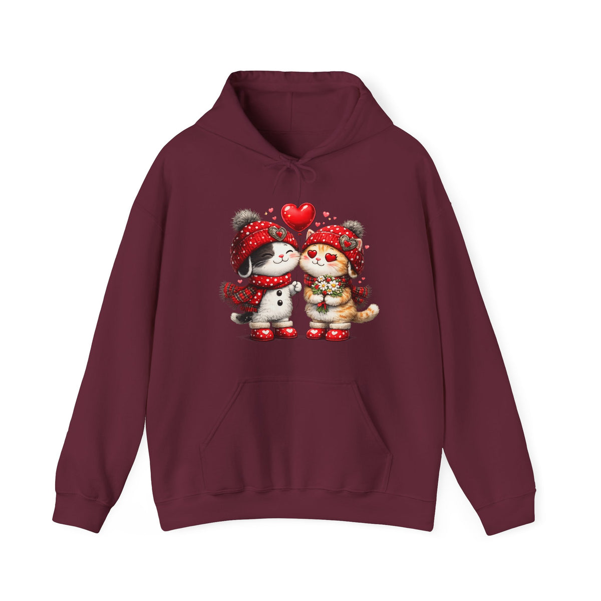 Cute Kissing Cats Hoodie – Valentine’s Cozy Cat Couple Sweatshirt