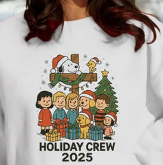 Holiday Crew 2025 Christmas Sweatshirt - Cute Family Matching Xmas Shirt - Cozy Winter Holiday Crewneck - Festive Illustrated Sweater Gift