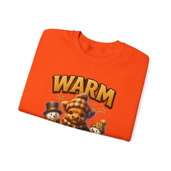 Warm Drinks Cold Days Sweatshirt | Teddy Bear & Snowman Winter Design