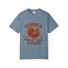 Gobble Giggle Gather Shirt | Vintage Thanksgiving Turkey Tee | Fall Graphic Tee | Retro Autumn Shirt | Funny Turkey Unisex T-Shirt, Gift