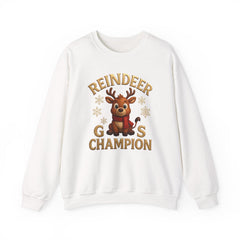 Reindeer Games Champion Sweatshirt, Cute Deer Crewneck, Christmas Holiday Sweater, Festive Season Gift for Her, Cute Xmas Jumper - Unisex