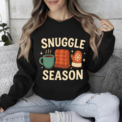 Snuggle Season Sweatshirt, Cozy Winter Crewneck, Hot Cocoa Scarf Mitten Sweater, Aesthetic Holiday Gift, Cute Winter Jumper