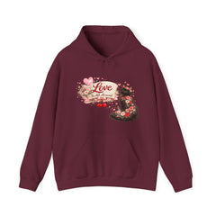 Hoodie - "Love Is All Around" Floral Cat Valentine Hoodie