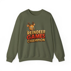 Reindeer Games Champion Sweatshirt, Cute Deer Crewneck, Christmas Holiday Sweater, Festive Season Gift for Her, Cute Xmas Jumper
