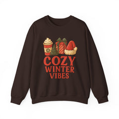 Cozy Winter Vibes Sweatshirt, Aesthetic Holiday Crewneck, Christmas Coffee Sweater, Neutral Color Winter Shirt, Xmas Gift for Her