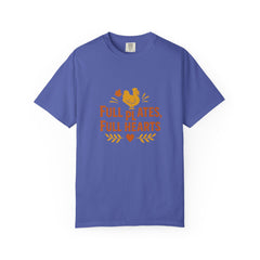 Full Plates Full Hearts Thanksgiving Shirt - Fall Turkey Graphic Tee - Autumn Family Dinner Shirt - Holiday Feast T-Shirt - Cozy Fall Outfit