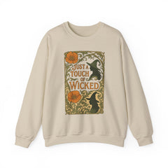 Just a Touch of Wicked Sweatshirt | Art Nouveau Witch Graphic | Vintage Halloween Crewneck | Spooky Fall Aesthetic Sweater Unisex Gifts