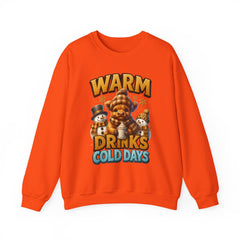 Warm Drinks Cold Days Sweatshirt | Teddy Bear & Snowman Winter Design