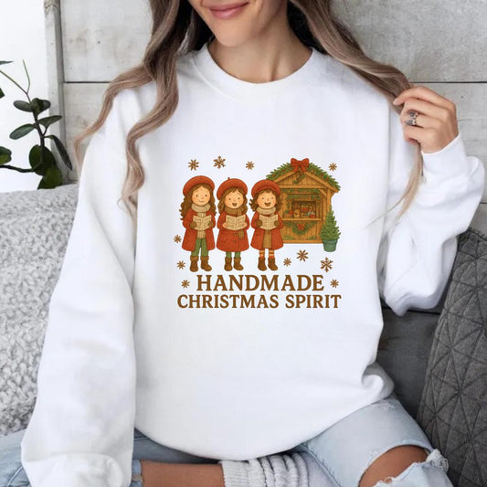 Christmas Carolers Sweatshirt, Handmade Christmas Spirit Shirt, Vintage Xmas Market Tee, Retro Holiday Carols Jumper, Cozy Gift for Musician