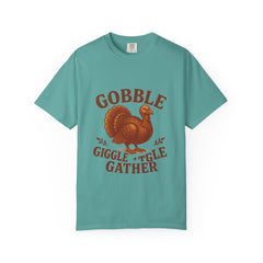 Gobble Giggle Gather Shirt | Vintage Thanksgiving Turkey Tee | Fall Graphic Tee | Retro Autumn Shirt | Funny Turkey Unisex T-Shirt, Gift